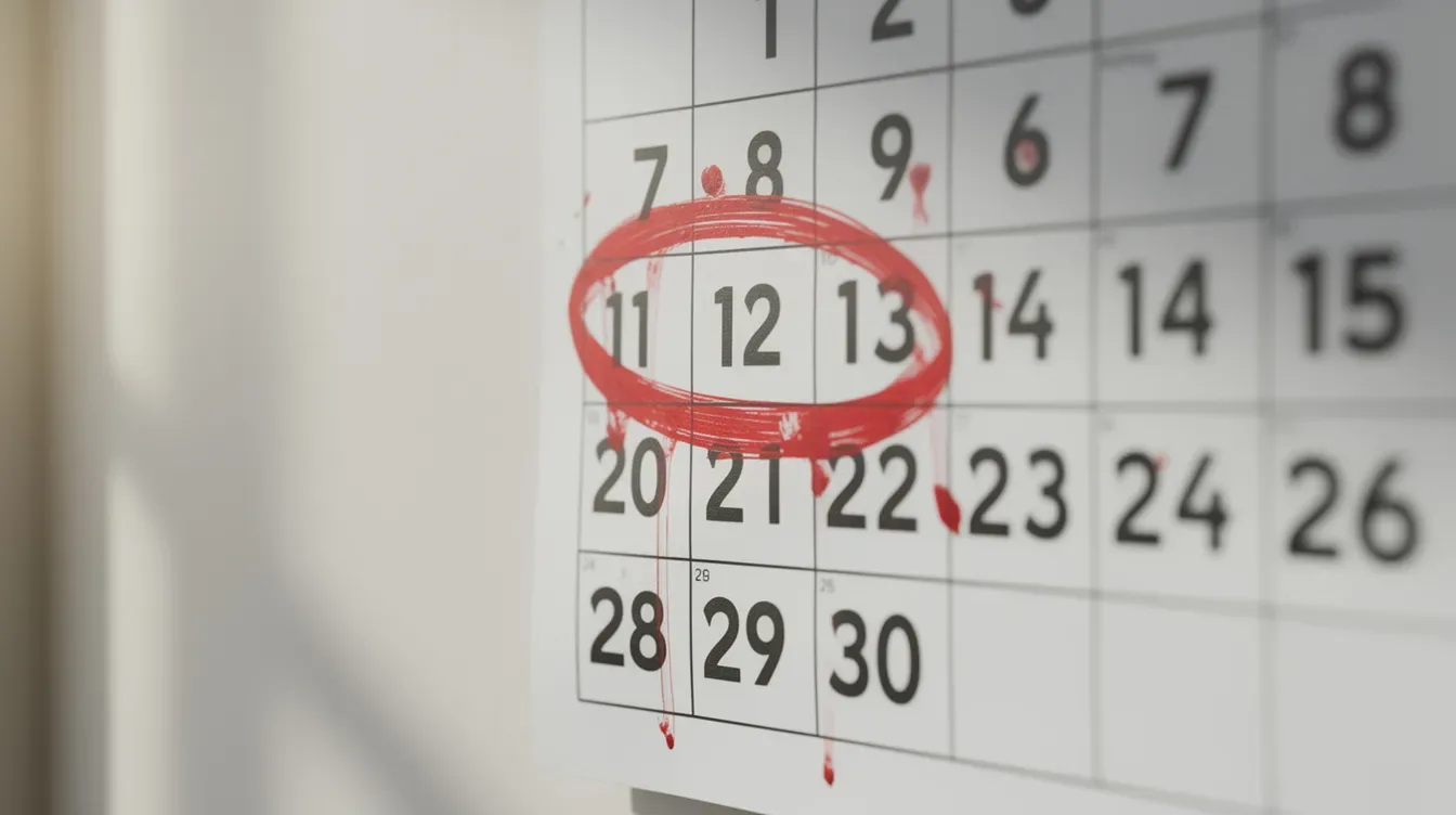 The image depicts a wall calendar with a specific date circled in red marker, likely indicating an important deadline related to tax documents or a response form for an IRS notice, such as a CP2000 notice. This date may be crucial for filing an amended tax return or addressing proposed additional tax related to unreported income.