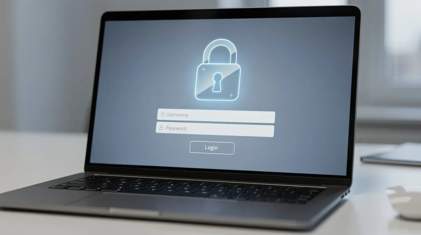 The image depicts a laptop screen displaying a secure login page featuring a locked padlock icon, indicating a safe environment for individuals and tax professionals to access and manage their account information with the IRS. This secure page is essential for businesses and individuals to file federal tax information, apply for tax cuts, and make payments.