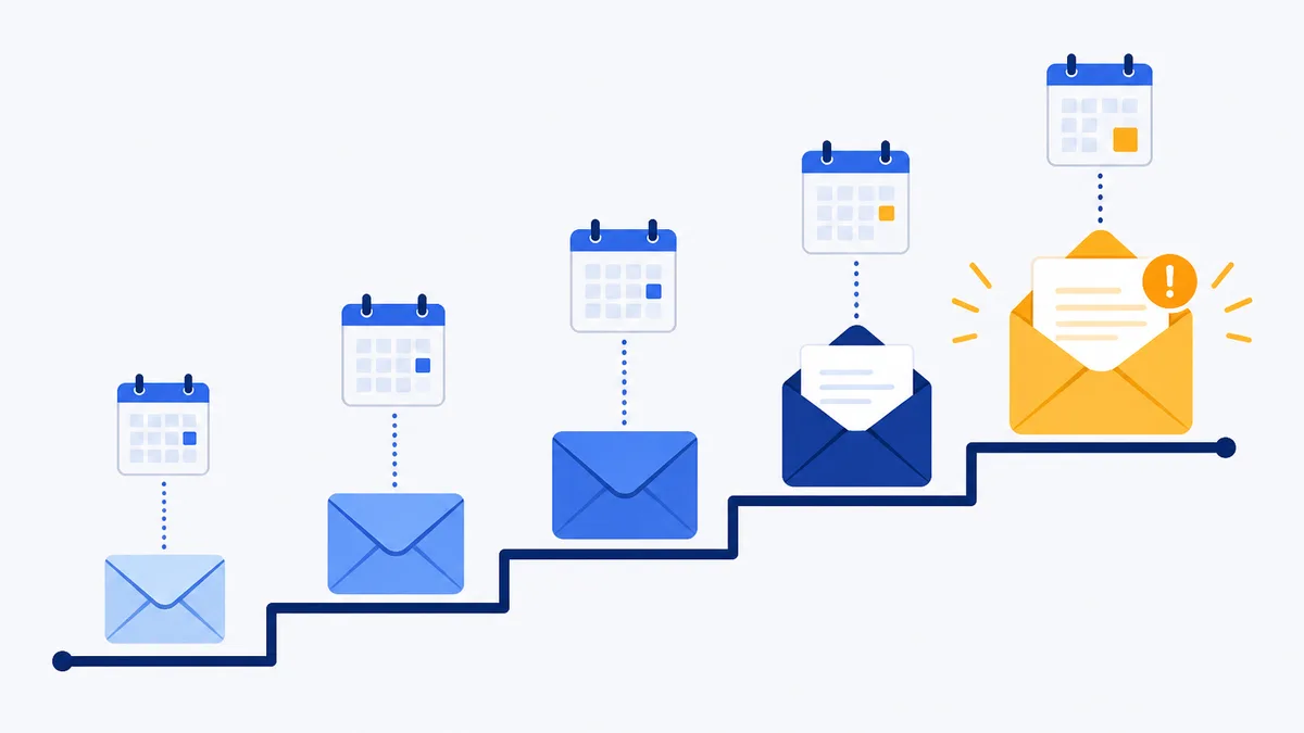 Timeline graphic of IRS notice reminders escalating toward collection actions